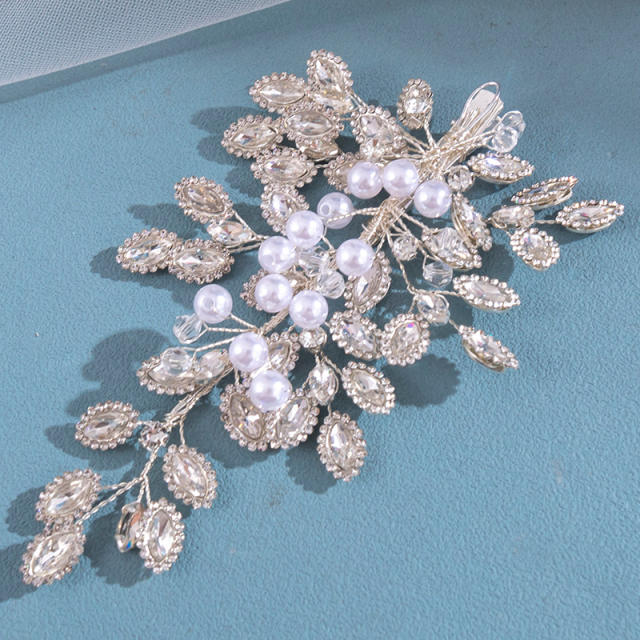 Handmade rhinestone flower pearl bead bridal hair clips hairpins