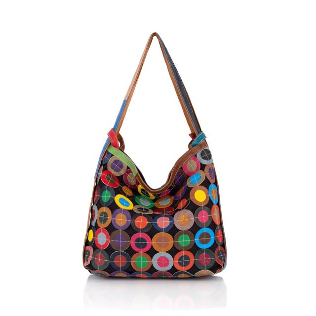 Casucal colorful pattern Genuine Leather tote bag