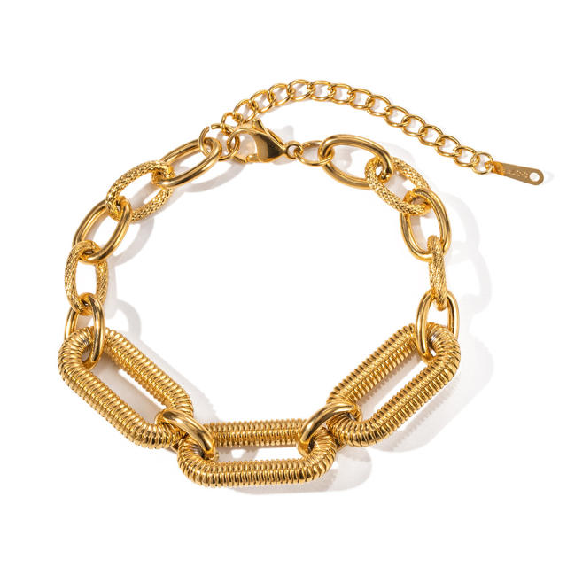 18K vintage frost stainless steel chain bracelet