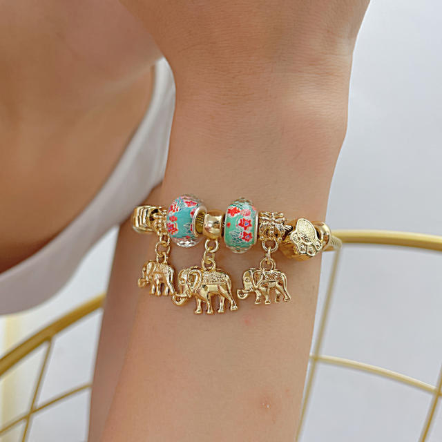 National trend cute elephant charm diy bracelet