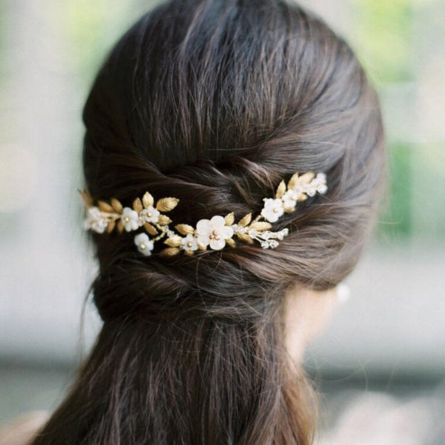 Imitation shell flower soft hair vines for bridal