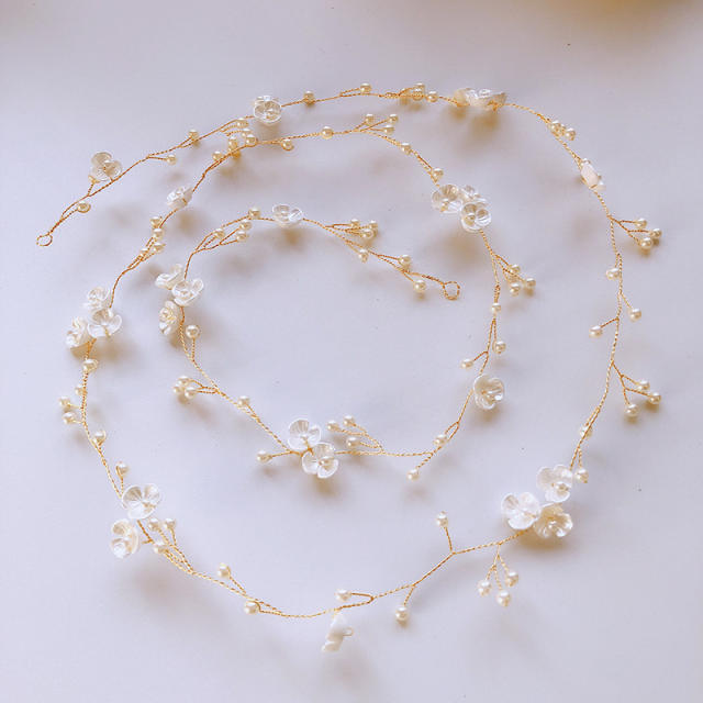 Handmade natural shell flower hair vines