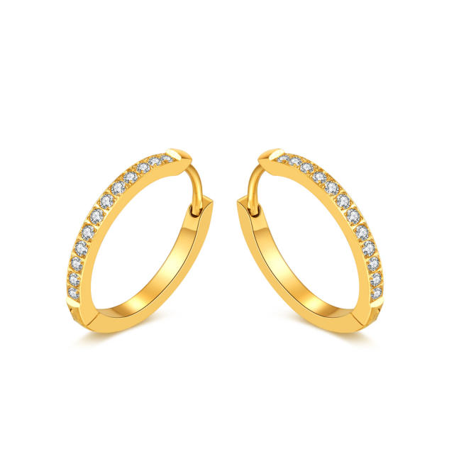 Diamond hoop stainless steel earrings