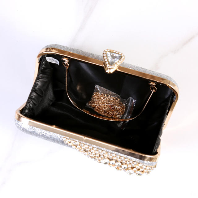 Luxury rhinestone setting diamond evening bag clutch