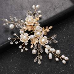 Elegant handmade white pearl flower hair clips
