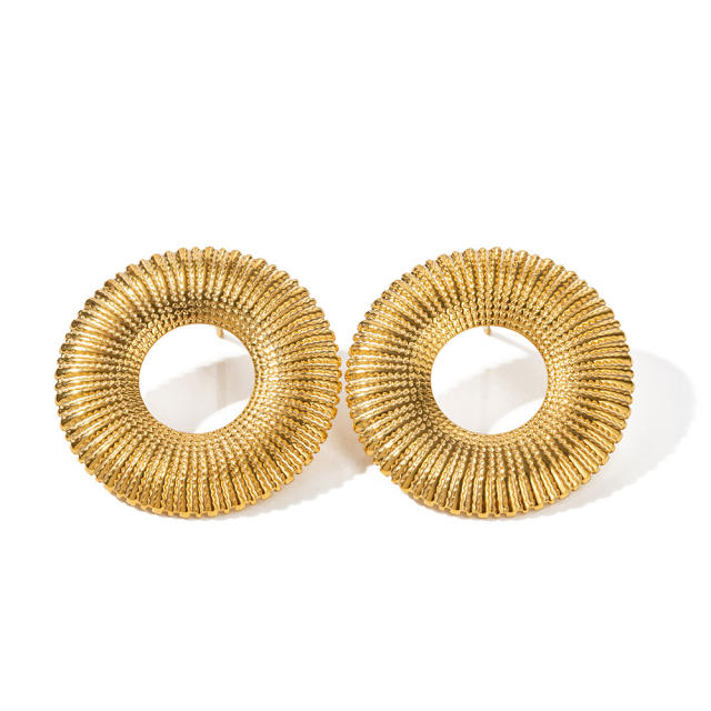 Chunky circle stainless steel studs earrings