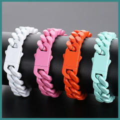 HIPHOP candy color cuban chain stainless steel bracelet for men