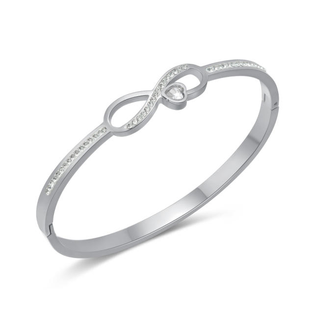 Classic diamond infinity stainless steel bangle