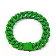HIPHOP candy color cuban chain stainless steel bracelet for men