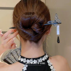 Black color acrylic butterfly women hair sticks hair chopsticks