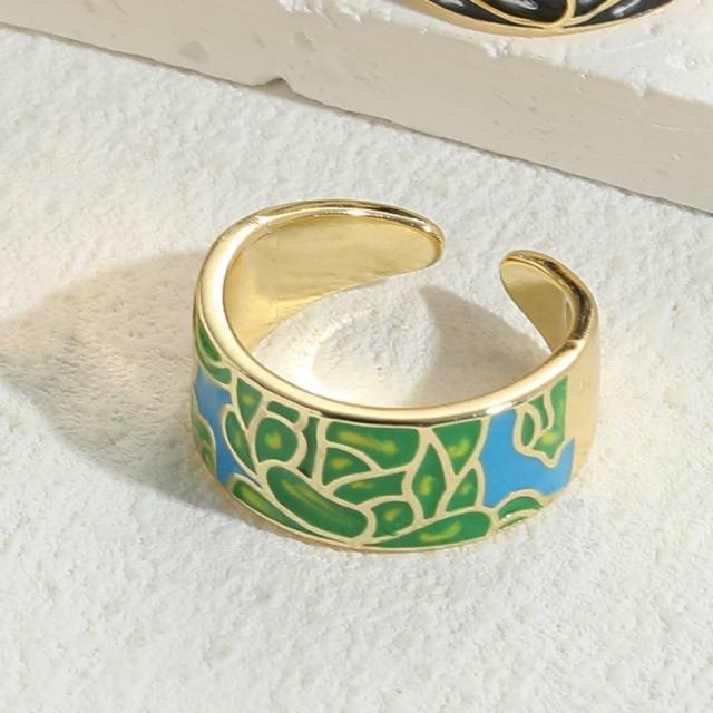 Color enamel vintage boho copper rings band