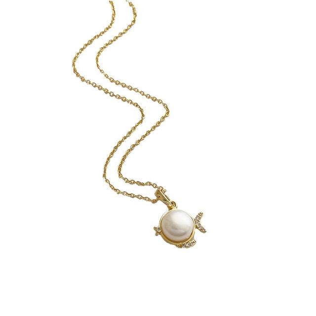 14K gold plated cute goldfish pearl dainty necklace