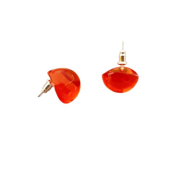 Cute candy color teardrop resin studs earrings