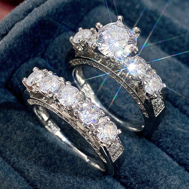 2pcs set diamond engagement rings for wedding