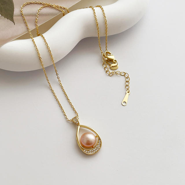 14K elegant water pearl pendant necklace for women