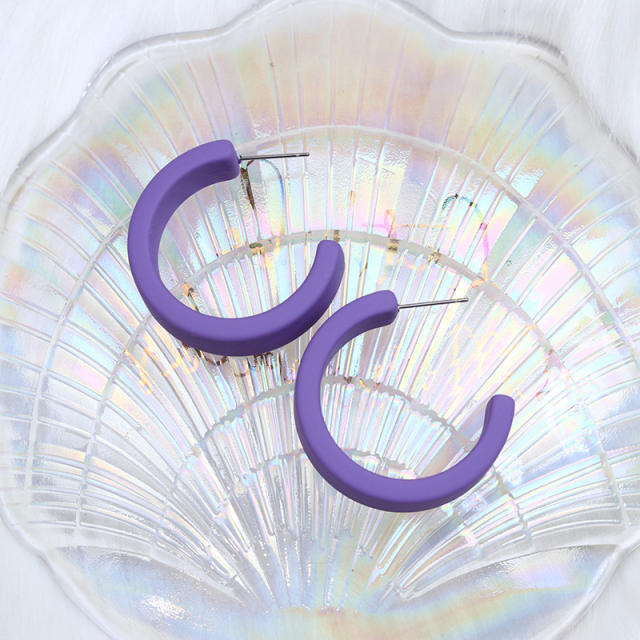 Summer candy color acrylic open hoop women earrings