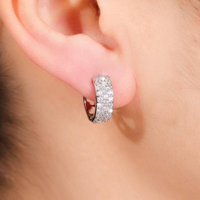 Delicate diamond copper huggie earrings