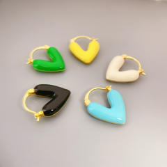 Top quailty color enamel v shape copper huggi earrings