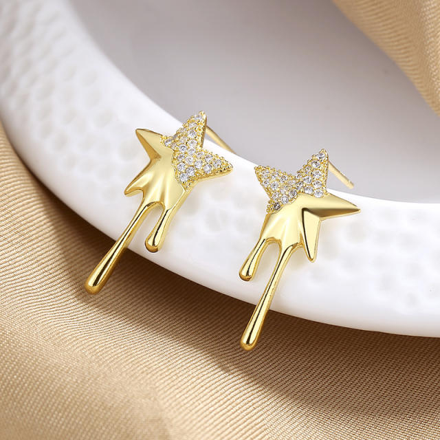 Delicate lava star gold plated copper studs earrings