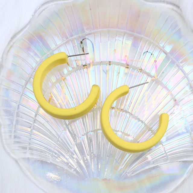 Summer candy color acrylic open hoop women earrings