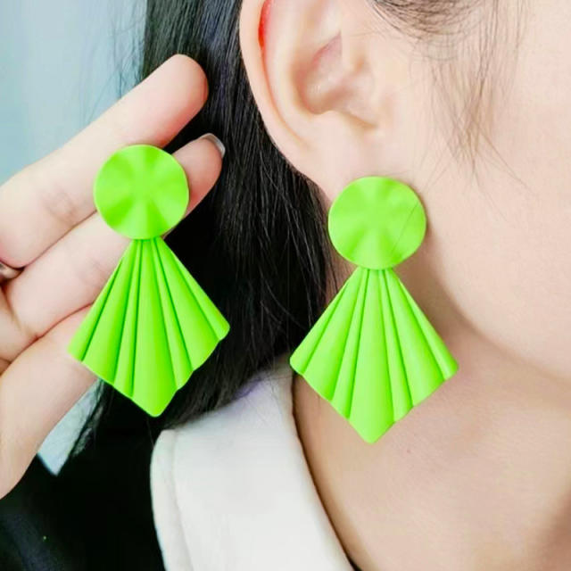 Boho candy color painting geometric earrings