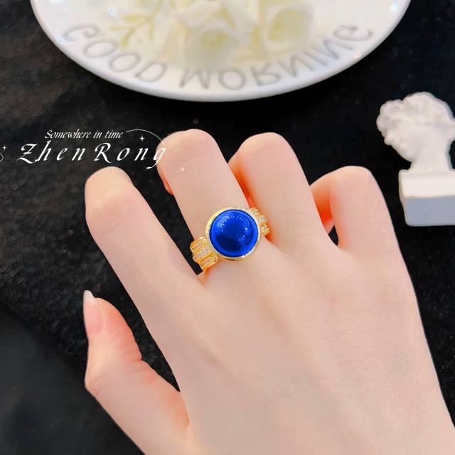 Vintage colorful stone statement finger rings for women