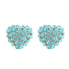 Delicate colorful rhinestone pave setting chunky heart studs earrings
