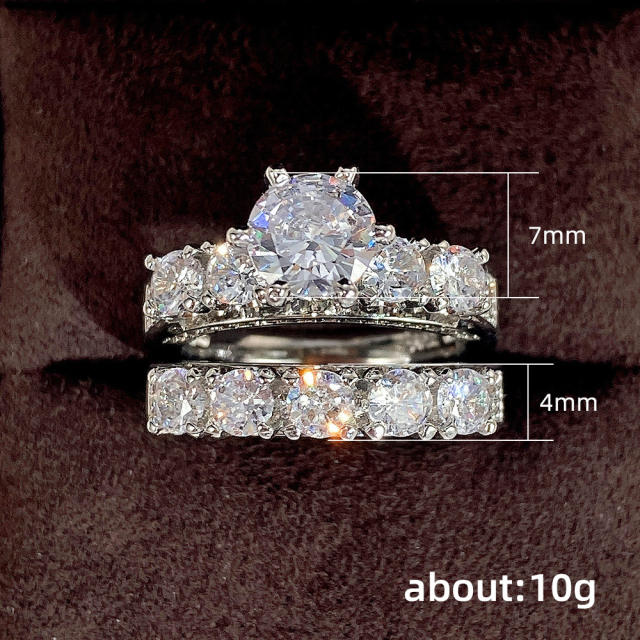2pcs set diamond engagement rings for wedding