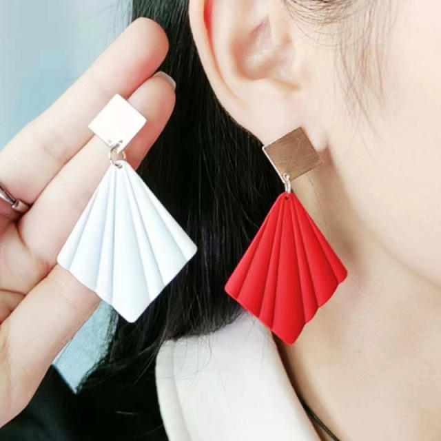 Boho candy color painting geometric dangle earrings