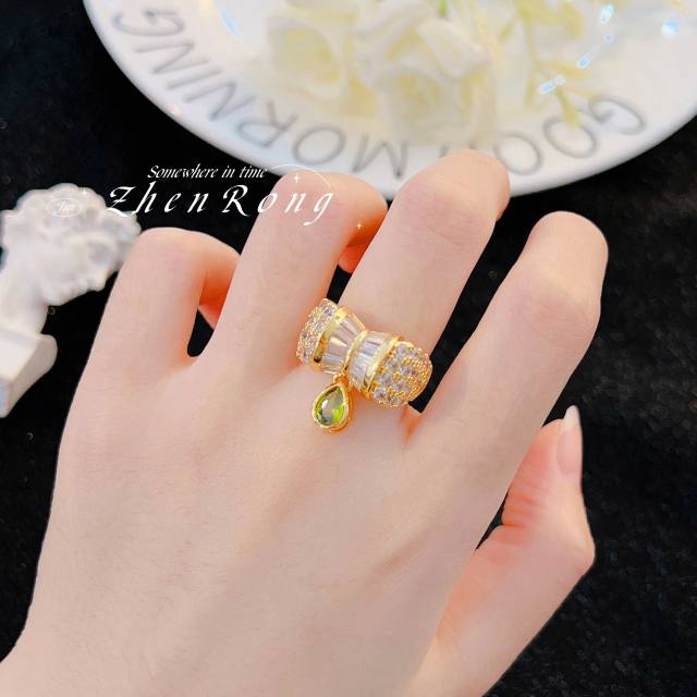 Vintage luxury gold plated cubic zircon statement rings