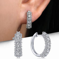 Hot sale diamond copper huggie earrings small hoop earrings