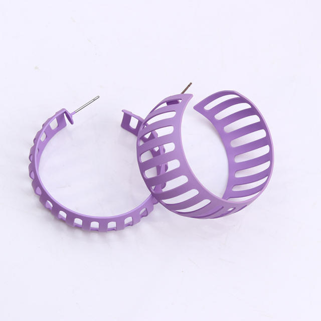 Candy color summer painting chunky hoop earrings