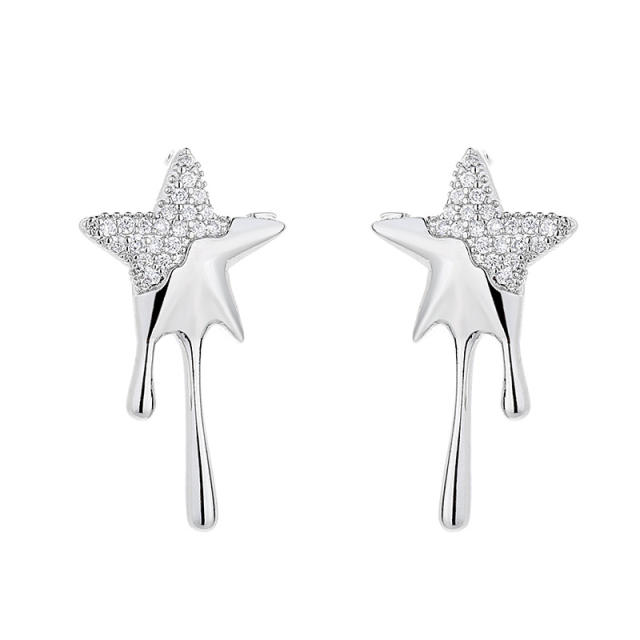 Delicate lava star gold plated copper studs earrings