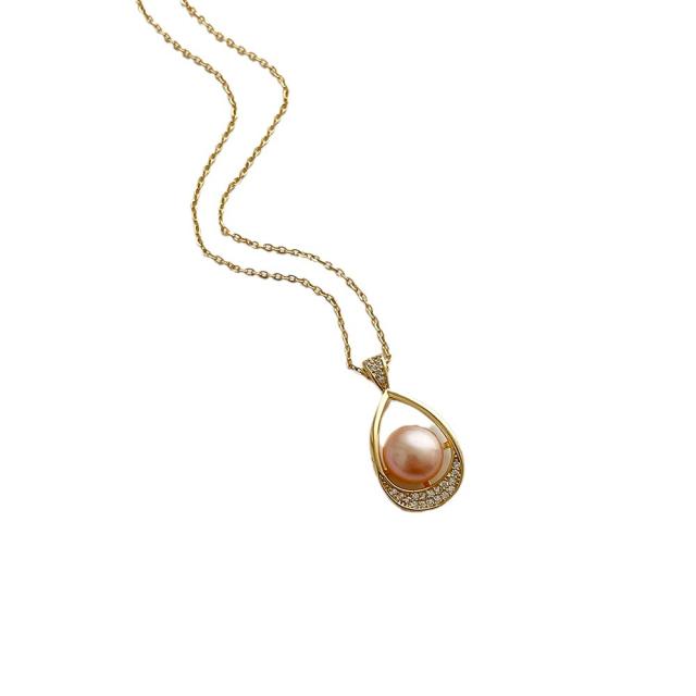 14K elegant water pearl pendant necklace for women