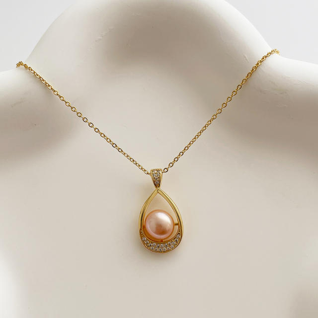 14K elegant water pearl pendant necklace for women