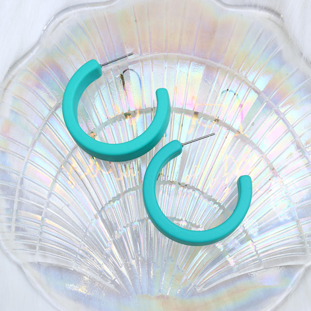 Summer candy color acrylic open hoop women earrings