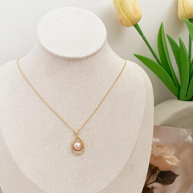 14K elegant water pearl pendant necklace for women