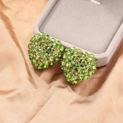 Delicate colorful rhinestone pave setting chunky heart studs earrings
