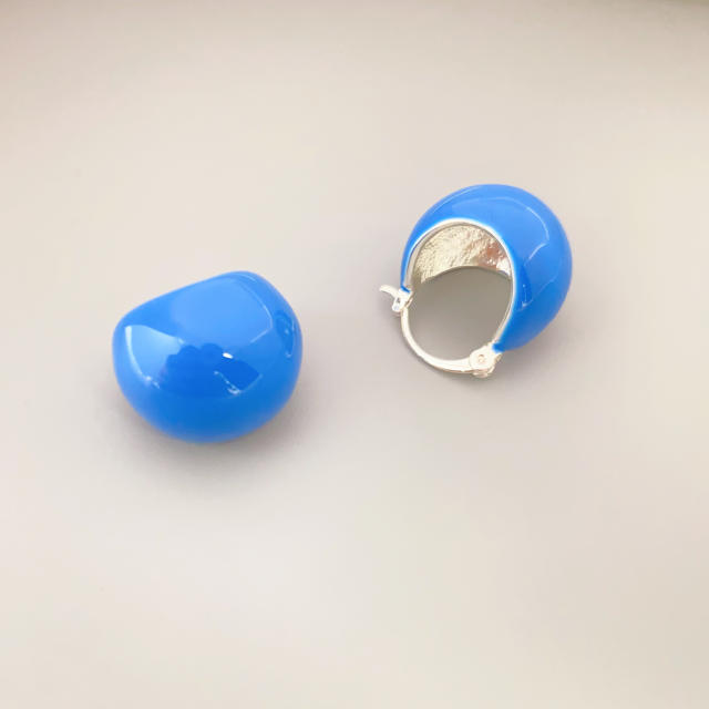 Color enamel chunky hoop earrings