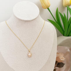 14K gold plated copper dainty pearl necklace