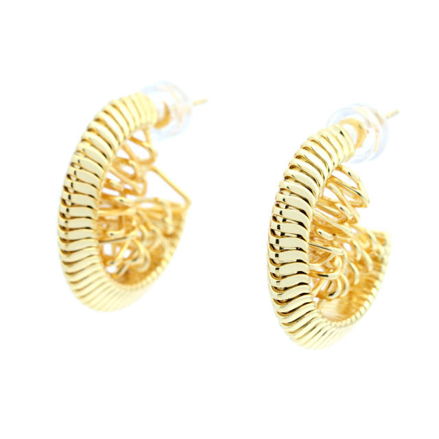 Chunky 18K gold plated copper open hoop earrings