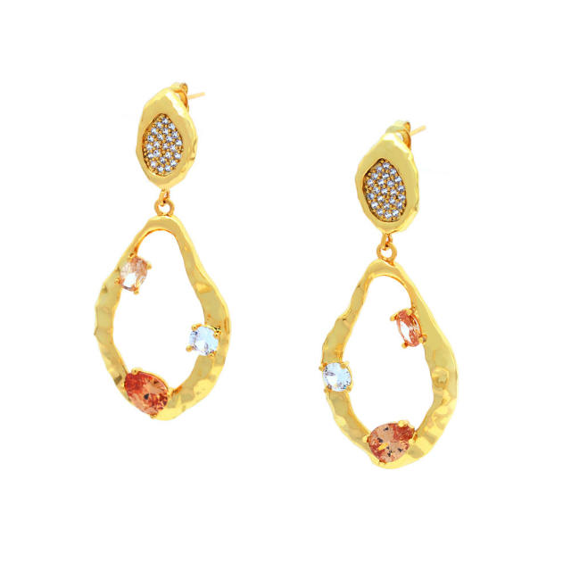 18K gold plated hollow out drop copper earrings