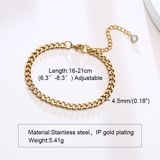 18K life tree heart leaf design stainless steel chain bracelet