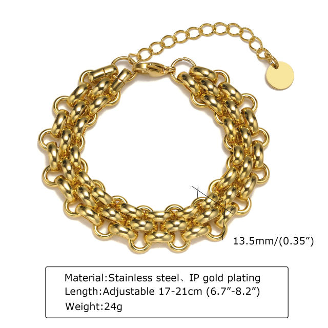 Chunky stainless steel chain bracelet for women