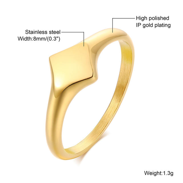 Classic gold color stainless steel signet rings