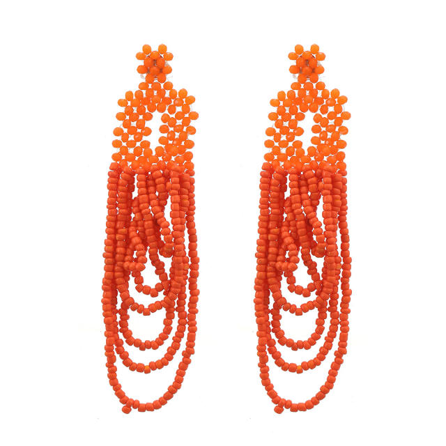 Boho colorful acrylic bead tassel women earrings