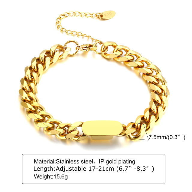 Chunky stainless steel chain bracelet for women