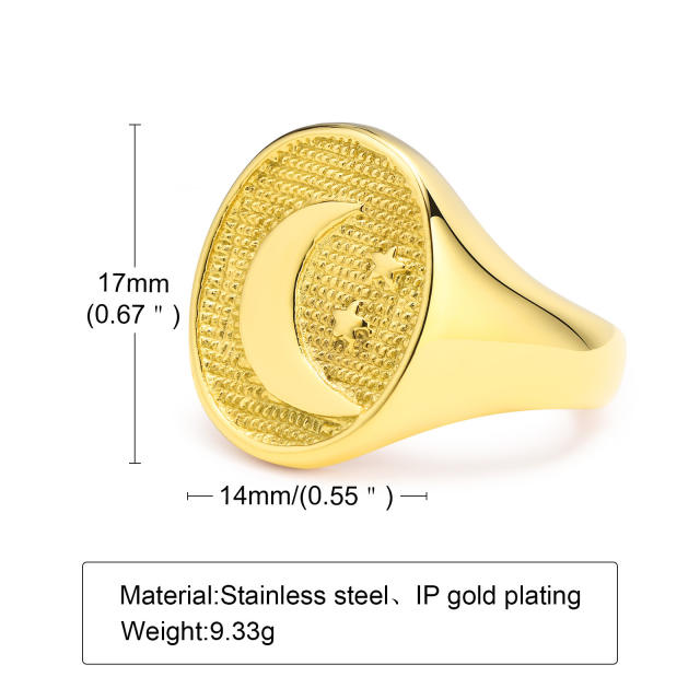 Classic gold color stainless steel signet rings