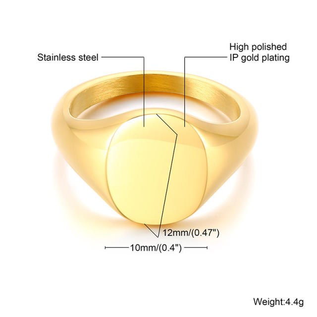 Classic gold color stainless steel signet rings