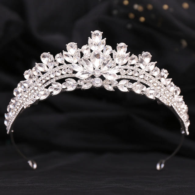 Luxury color glass crystal statement samll wedding crown